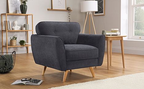 Harlow Armchair, Slate Grey Classic Plush Fabric