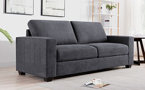 Mission Slate Grey Plush Fabric 3 Seater Sofa