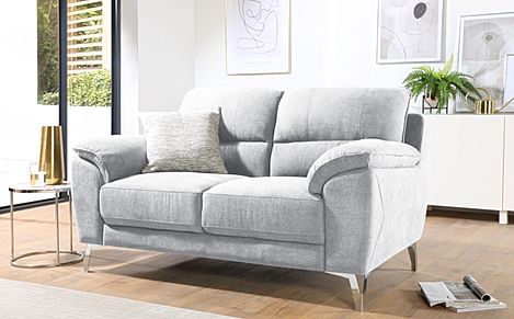 Madrid Dove Grey Plush Fabric 2 Seater Sofa