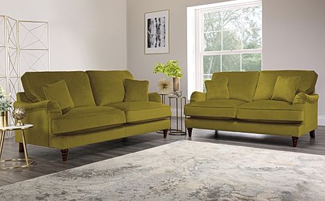 Eaton Olive Green Velvet 3+2 Seater Sofa