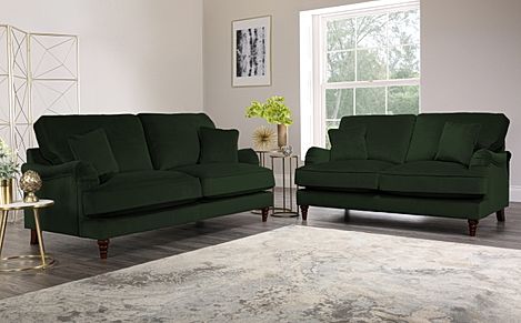 Eaton Emerald Green Velvet 3+2 Seater Sofa