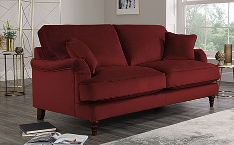 Eaton Burgundy Velvet 3 Seater Sofa