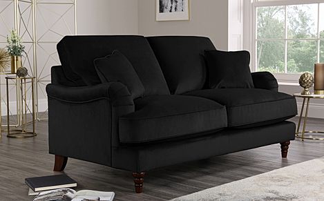 Eaton Black Velvet 2 Seater Sofa
