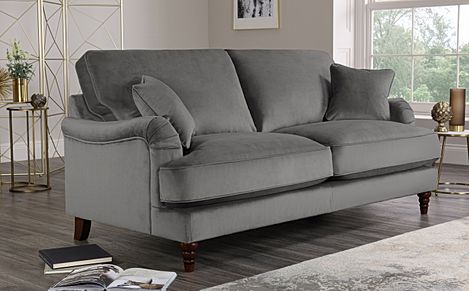 Eaton Grey Velvet 3 Seater Sofa