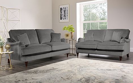Eaton Grey Velvet 3+2 Seater Sofa