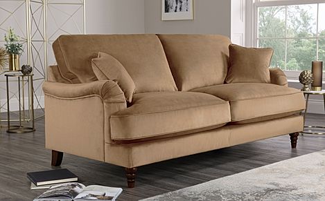 Eaton Oatmeal Velvet 3 Seater Sofa