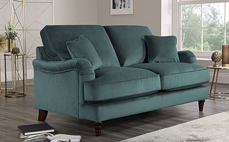 Eaton Blue Velvet 2 Seater Sofa
