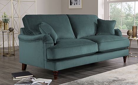 Eaton Blue Velvet 3 Seater Sofa