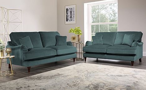 Eaton Blue Velvet 3+2 Seater Sofa
