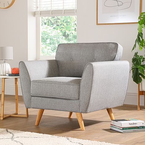 Harlow Light Grey Fabric Armchair