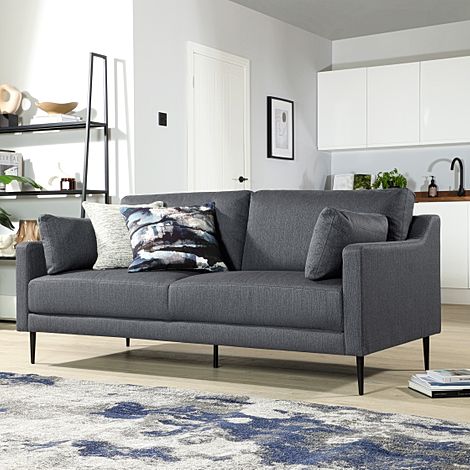 Hepburn Slate Grey Fabric 3 Seater Sofa