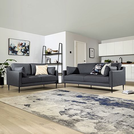 Hepburn Slate Grey Fabric 3+2 Seater Sofa Set