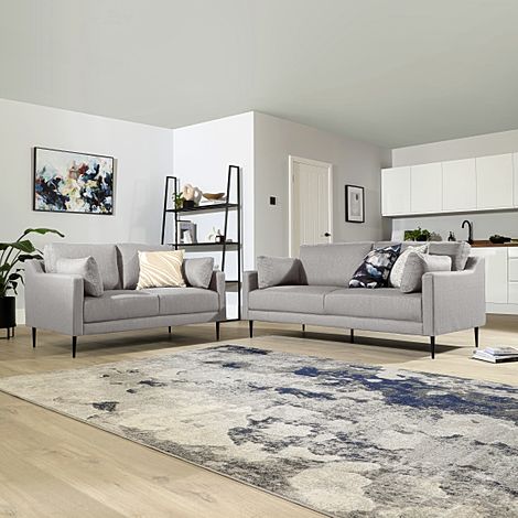 Hepburn Light Grey Fabric 3+2 Seater Sofa Set