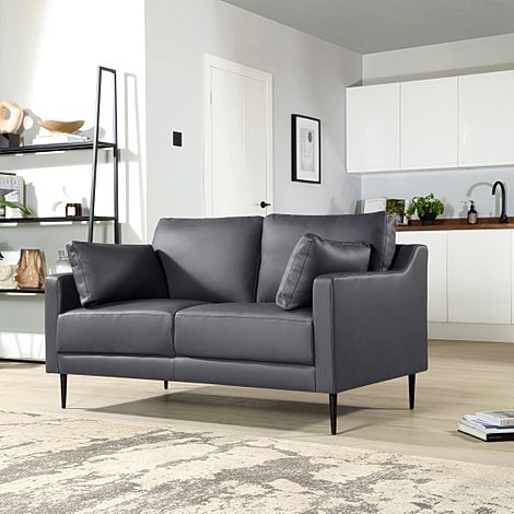 Hepburn Grey Leather 2 Seater Sofa
