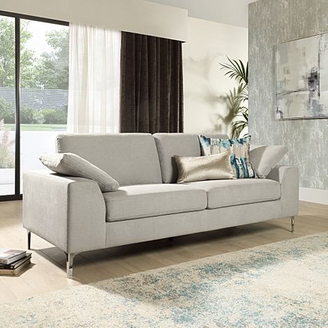 Valencia Dove Grey Plush Fabric 3 Seater Sofa