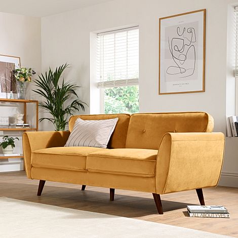 Harlow Mustard Velvet 3 Seater Sofa