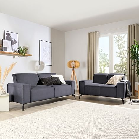 Ellison 3+2 Seater Sofa Set, Slate Grey Classic Plush Fabric