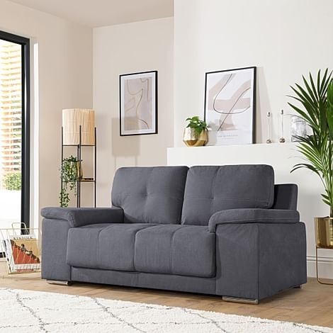 Kansas 2 Seater Sofa, Slate Grey Classic Plush Fabric