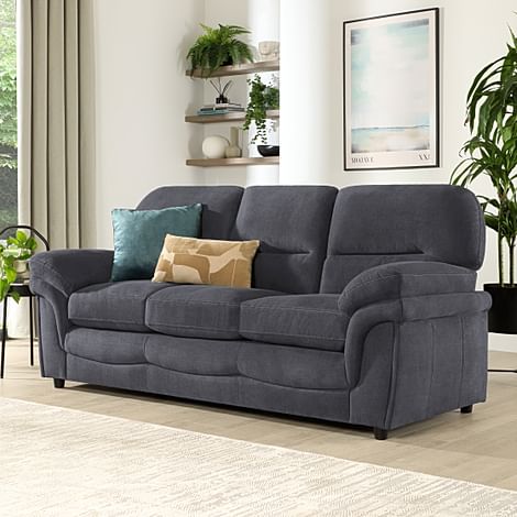 Anderson 3 Seater Sofa, Slate Grey Classic Plush Fabric