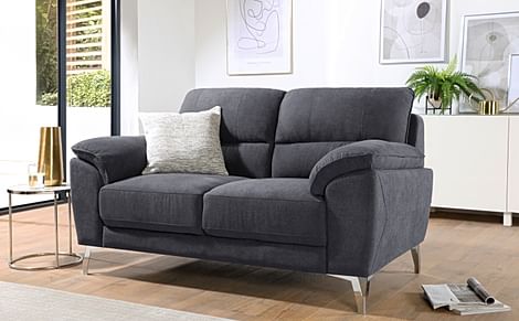 Porto 2 Seater Sofa, Slate Grey Classic Plush Fabric