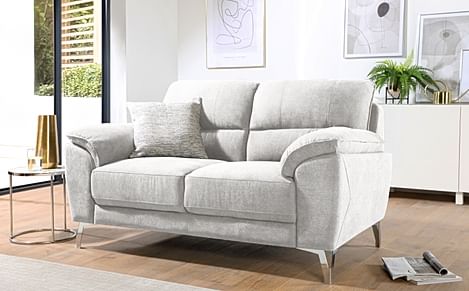 Porto 2 Seater Sofa, Dove Grey Classic Plush Fabric
