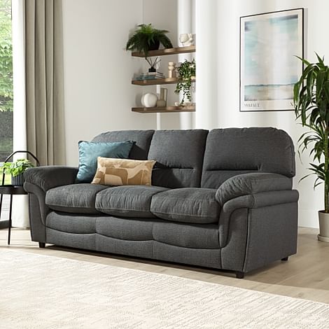 Anderson 3 Seater Sofa, Slate Grey Classic Linen-Weave Fabric