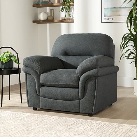 Anderson Armchair, Slate Grey Classic Linen-Weave Fabric