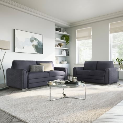 Atlanta 3+2 Seater Sofa Set, Slate Grey Classic Plush Fabric