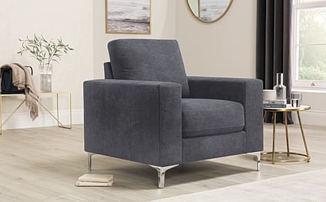 Baltimore Armchair, Slate Grey Classic Plush Fabric