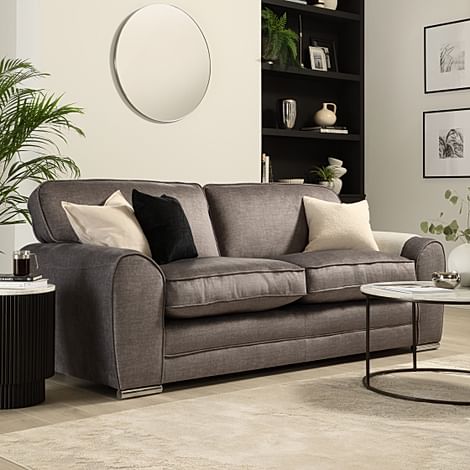 Burford 3 Seater Sofa, Grey Aura Velvet