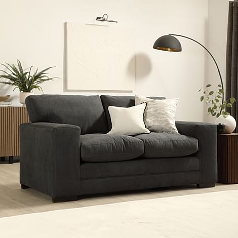 Manhattan 2 Seater Sofa, Slate Grey Classic Plush Fabric