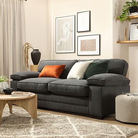 Chatham 3 Seater Sofa, Slate Grey Classic Plush Fabric