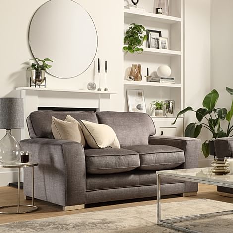 Vermont 2 Seater Sofa, Grey Aura Velvet