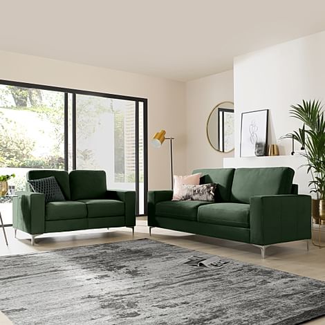 Baltimore 3+2 Seater Sofa Set, Moss Green Classic Velvet