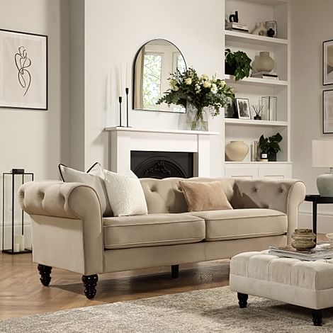 Oakham 3 Seater Chesterfield Sofa Champagne Classic Velvet Only