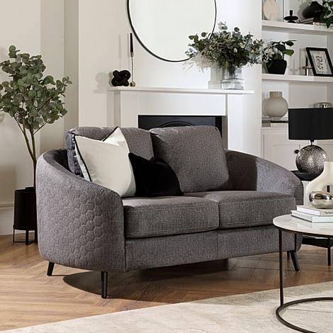 Mae 2 Seater Curved Sofa, Grey Aura Velvet