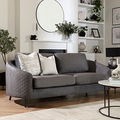 Mae 3 Seater Curved Sofa, Grey Aura Velvet