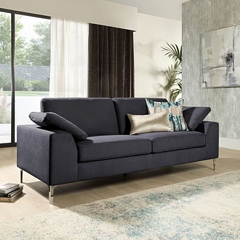 Valencia 3 Seater Sofa, Slate Grey Classic Plush Fabric