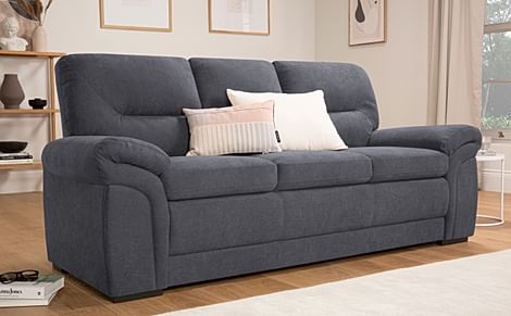Bromley 3 Seater Sofa, Slate Grey Classic Plush Fabric
