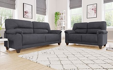 Austin Small 3+2 Seater Sofa Set, Slate Grey Classic Plush Fabric