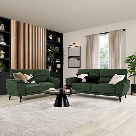 Alena 3+2 Seater Sofa Set, Moss Green Classic Velvet