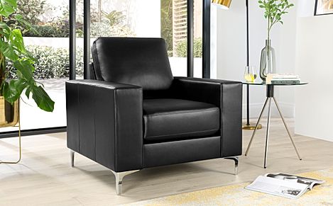 Baltimore Armchair, Black Classic Faux Leather