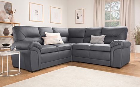 Bromley Corner Sofa, Grey Classic Faux Leather