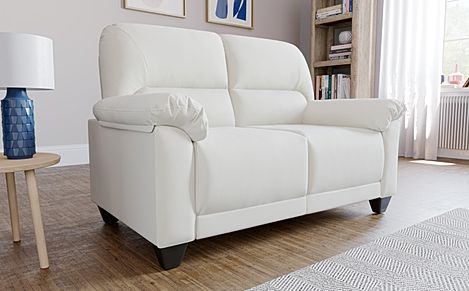 Kenton Small 2 Seater Sofa, Ivory Classic Faux Leather