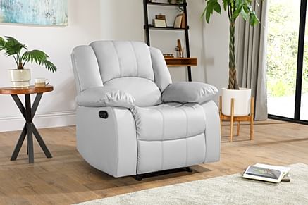 Dakota Recliner Armchair, Light Grey Classic Faux Leather