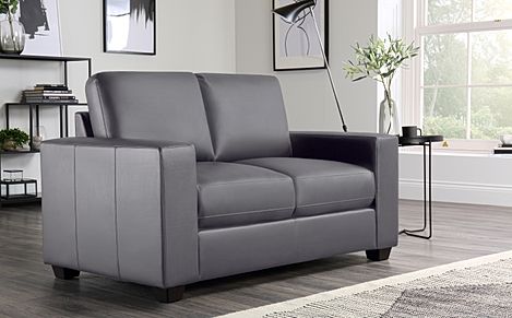 Mission Grey Leather 2 Seater Sofa