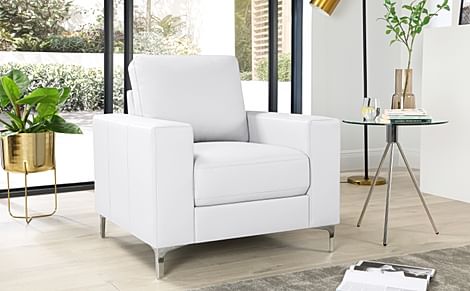 Baltimore Armchair, White Classic Faux Leather