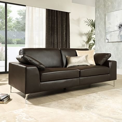 Valencia Brown Leather 3 Seater Sofa