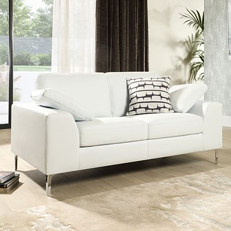 Valencia White Leather 2 Seater Sofa
