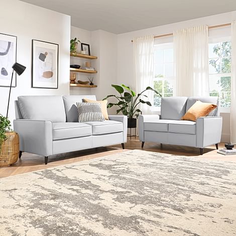Malmo 3+2 Seater Sofa Set, Light Grey Premium Faux Leather